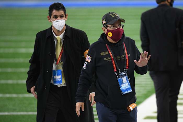 Nov 15, 2020; Detroit, Michigan, USA; Washington Football Team owner Daniel Snyder reacts before a game against the Detroit Lions at Ford Field. Mandatory Credit: Tim Fuller-USA TODAY Sports